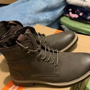 Vostey Dark Brown Lace-Up Boots For Motorcycle Riders size 10 new